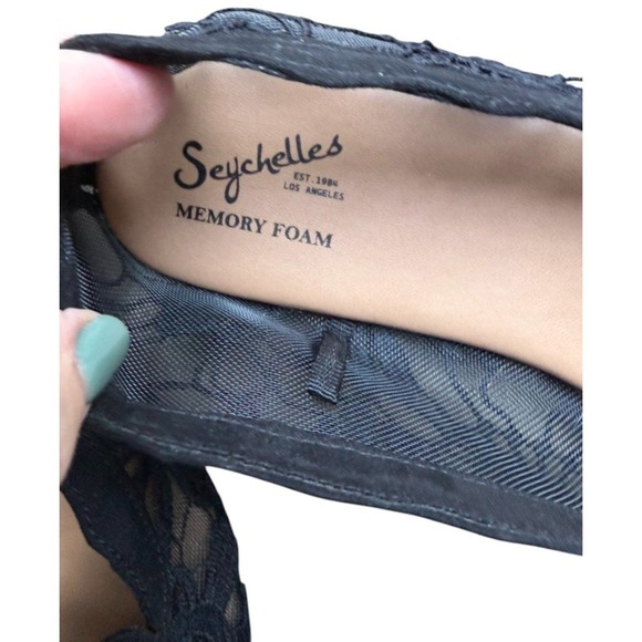 Seychelles Black Lace Mesh Ballet Flats Memory Foam Womens Size 9.5 M - Picture 7 of 8